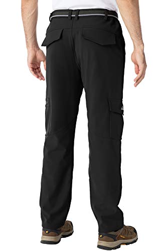 YSENTO Men's Outdoor Waterproof Hiking Trousers Fleece Lined Winter Thermal Softshell Walking Ski Trousers(BK,34) - Image 4