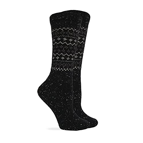 Wise Blend Retro Crew Heavyweight Socks, 1 Pair, Black, Medium, Shoe Size W 6-9