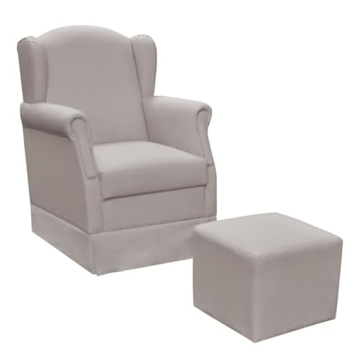 Poltrona de Amamentação com Balanço e Puff Elisa P02 Linho Bege - Lyam Decor