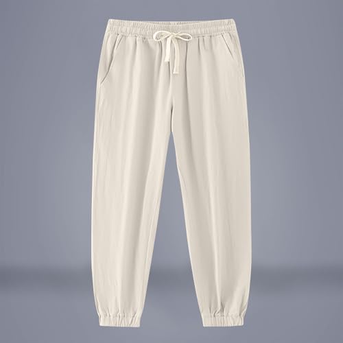 Man Trousers Pants for Man Linen Sport Athletic Vacation Pleated Straight Leg Basic Long Cuff Leg Fall Summer 20252