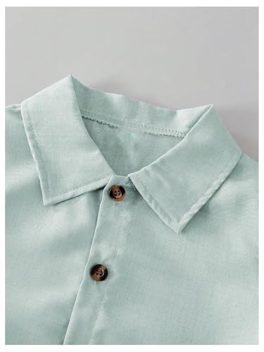 Image of SweatyRocks Boy's 2 Piece Summer Vacation Outfits Short Sleeve Collar Button Down Shirt and Shorts Clothing Set