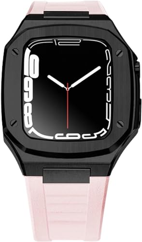 CEKGDB Apple Watch 8 7 6 5 4 SE 41/44/45mm XeXX`[vP[XohCLbgAyʊȎvohی Mod LbgANZT[(B4 pink strap,45MM)