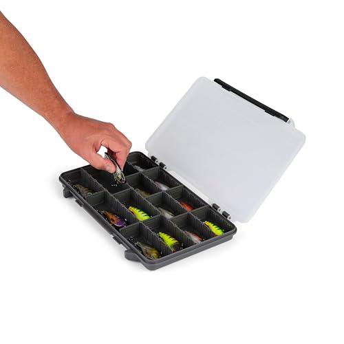 Image of Plano StowAway 3700 Thin Stow Tackle Box, with Corrosion-Preventive Rustricor, Single Latch Design, Transparent DuraView Lid, Stackable Storage for Fishing Bait, Lures and Gear