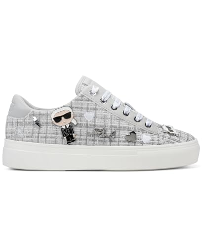 Image of Karl Lagerfeld Women's Cate Pins Tweed Lace up Sneaker
