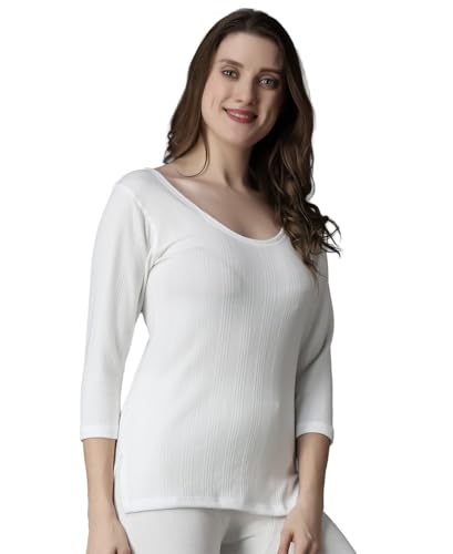 Image of Wearslim Women's Winter Warmer Thermal Vest 3 /4 Sleeves Ultra Soft Scoop Neck Winter Inner Wear Top Johns Underwear