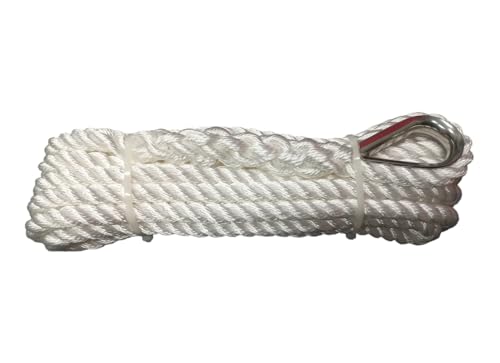 Corde Amarre Bateau 8m X 14mm - Polyester 3 Torons, Cosse Inox, Épissure Main, Résistance 2000kg - Noir