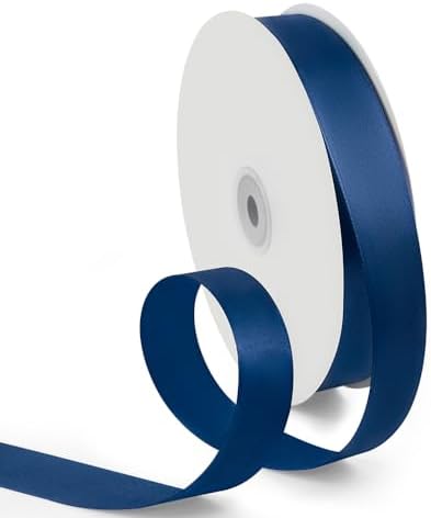 1 Inch 100 Yards Satin Ribbon Dark Blue, Solid Color Fabric Ribbo...
