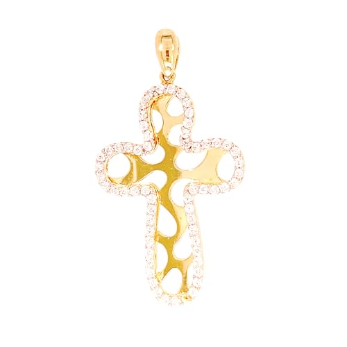 Pendentif croix dorée en or 585 idéal pour baptême et communion