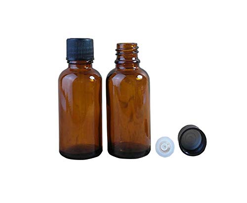 6PCS 30ML Empty Amber Glass Essential Oil Bottles with Orifice Reducer and Cap Travel Size Containers Jars Pot Vials Holder For Makeup Cosmetic Perfume Liquids Essential Oils Storage