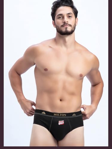 Image of Milton Mens Cotton Solid Outer Elastic Brief | Premium Soft Cotton Underwear | Breathable & Skin-Friendly Briefs with Comfort Fit Waistband | Pack of 1, Color May Vary as per Availability
