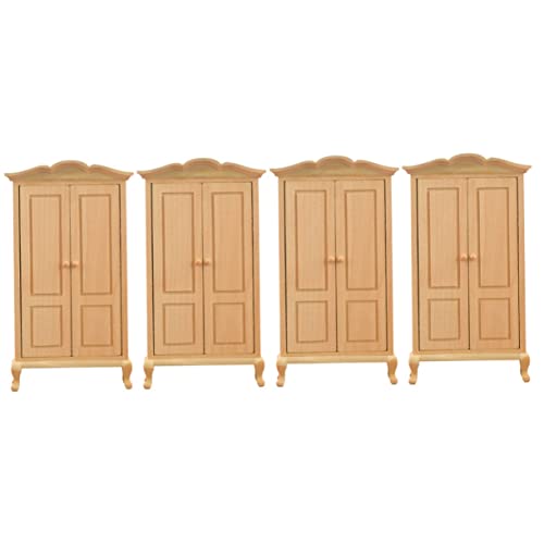 ibasenice 4 Pçs Guarda-Roupa Modelo Boneca De Brinquedo Armários De Madeira Menina Boneca Mobília Bo
