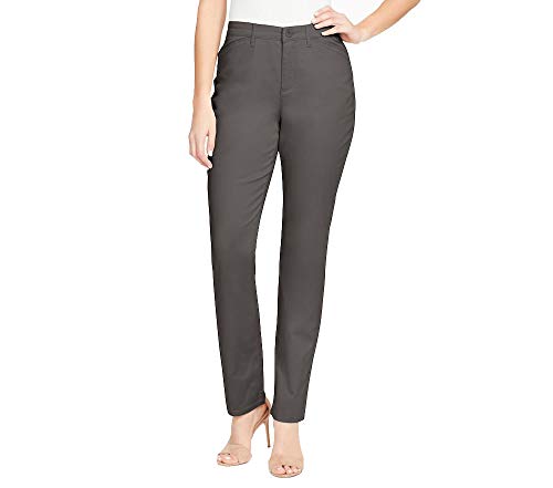 Gloria Vanderbilt Women's Anita Sateen Straight-Leg Pants, Size: 10 Short, Gray