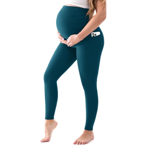 Image of Walifrey Women's Maternity Leggings with Pockets Over The Belly,Pregnancy Yoga Pants Activewear Workout Leggings