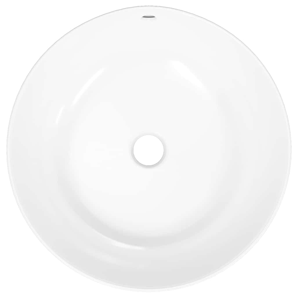 Lavabo redondo de cerámica blanca de 44 x 17 cm, con rebosadero, para cuarto de baño, huéspedes, inodoro, sanitario, lavabo, lavabo, montaje, renovación
