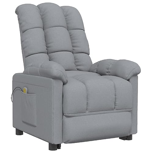 vidaXL Light Gray Fabric Massage Chair - Reclining Function, 6-Point Vibration Massage, Padded Seat, Backrest, Armrests, and Durable Frame