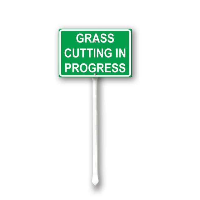Geroclonup Grass Cutting In Progress Yard Sign with Stake -20x30cm Lawn Sign Sturdy Aluminum Sign for Outdoor Use Waterproof Sign Outdoor Decor for Lawn Yard Garden