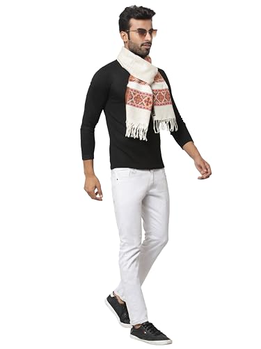 Image of Weavers Villa Acro Wool Men's Muffler (MF-902,Cream Size: 34CM X 200CM)