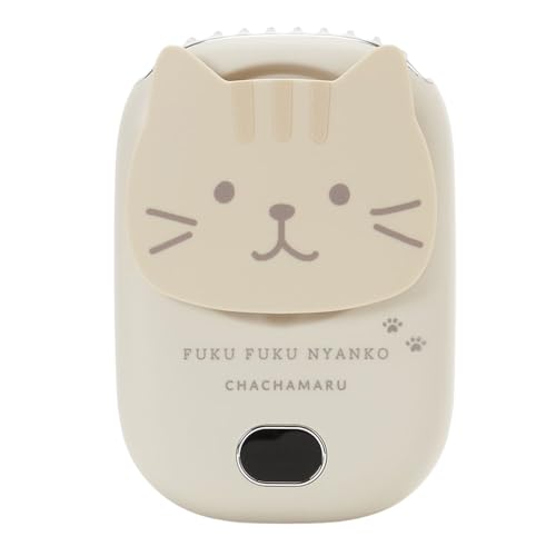 ふくふくにゃんこ ３WAYハンズフリーファン ハピンズ 猫 ハンディファン 可愛い 吊り下げ 熱中症対策 (チャチャ丸)のサムネイル