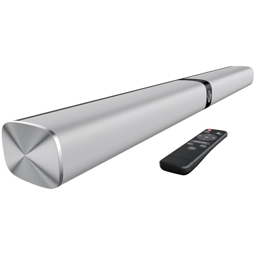 Image of Sound Bar for Smart TV, 80W Soundbar with Bluetooth /ARC /Opt /AUX Connect, Auto Volume Boost, 3 Equalizer Modes, 2 in 1 Detachable Soundbar for TV /PC /Gaming /Projectors
