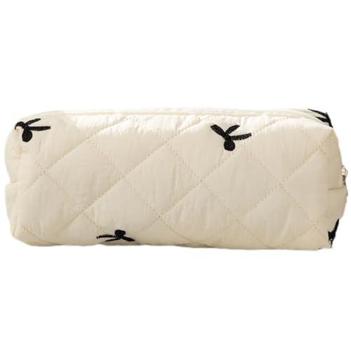 Image of Carry bloom Pencil Pouch Cute Pencil Case for Girls Aesthetic Pencil Bag with Zipper Pen Cases School Supplies Makeup Bag (Bow beige)