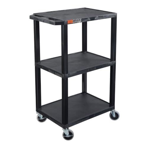 Luxor Utility Cart, 3 Shelf, 42 Inch — UCPL1 42″H 3-Shelf