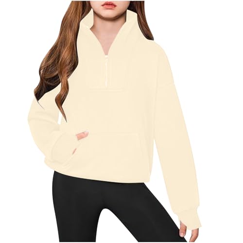 Girls Boys Half Zip Sweatshirts Trendy Long Sleeve Solid Pullover Sweaters Loose Comfy Cute Fall Winter Teens Clothes