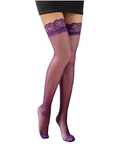 Image of Neska Moda Women & Girls 1 Pair Nylon Transparent Thigh High Stockings /Tights-STK81