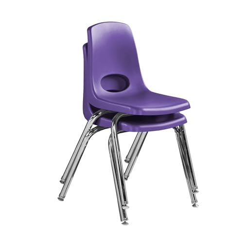 Image of FDP 16 inch School Stack Chair, Stacking Student Seat with Chromed Steel Legs and Swivel Glides for Classroom, Homeschool or Office - Purple (2-Pack), 13049-PU