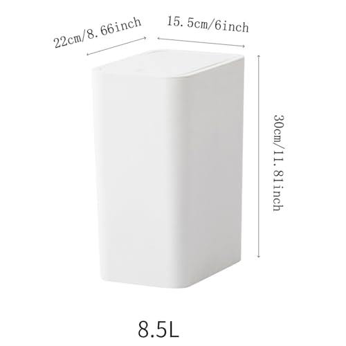 Caneca de basura de plástico 8.5L con tapa blanca miniatura 2