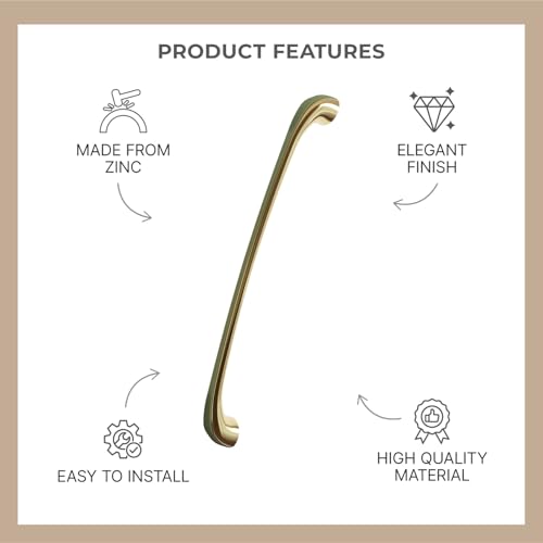 Image of LAPO 10 Inch Pull Handles for Home, Suitable for Cabinet and Storage Drawer, Strong Grip Design, Easy Screw Installation, Sturdy Structure & Modern Design, Hole to Hole 23.4 cm (Green Gold, Pack of 2)
