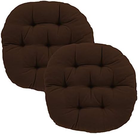 Daddy Cool Decorative Round Indoor Outdoor Sofa Chair Pad/Dining/Office/Plastic/Floor Back Seat Tufted Chair Cushion Handmade Quilting Set of 2 (18' Inch Round) Brown
