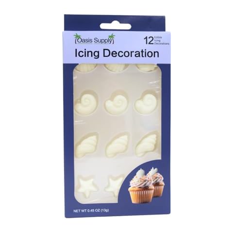 Oasis Supply Seashells and Starfish Sugar Decorations, 48-Count Cake Toppers Cover