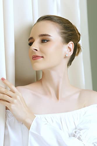 Stud Earrings for Women, Birthstone, Genuine or Synthetic Gemstone, 6mm Round Halo, Dainty, Sterling Silver, Studs3