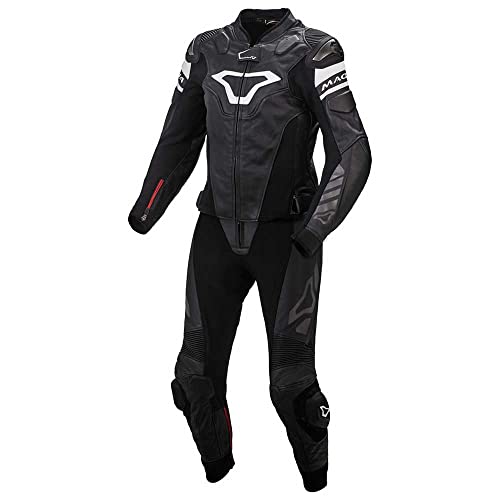Macna Tracktix Costume en cuir de moto deux pièces pour femmes, schwarz/weiß, 44