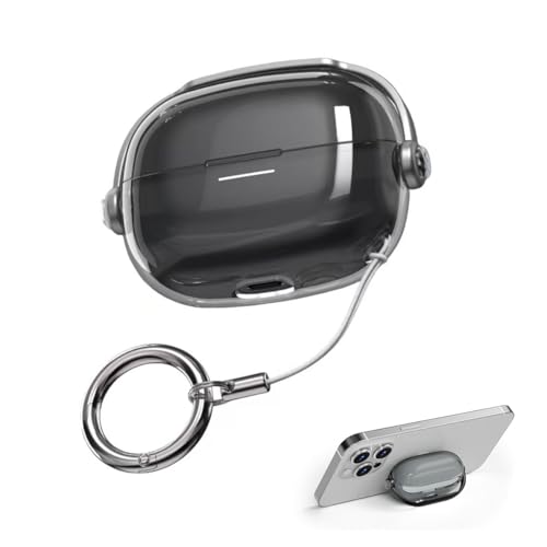 For Redmi Buds 6 Pro 用 ケース ワイヤレス イヤーホンクリアケース カラビナ付き かわいい 用 TPU 保護ケース ロック付き LED可視 耐衝撃 ワイヤレス充電対応 カラビナ付き スタンド機能付き持ち運び便利 男性 女性用 (透明ブ