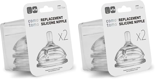 Image of Comotomo Silicone Nipple, Slow Flow | 0-3 Months | 2 Count
