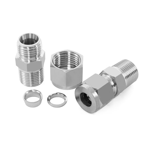 Image of ChillWaves 304 Stainless Steel Compression Tube Fitting, 3 /4 inch OD x 1 inch NPT Male Compression Union Connector(1-PACK)