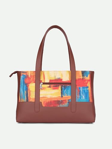 Image of ZOUK Handcrafted Vegan Leather Travel Tote Bag for Women with Multiple Compartments | Spacious Water-Resistant Shoulder Bag for Travel, Vacation, Day Trips |