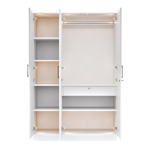 Image of Wakefit Wardrobe for Bedroom | 3 Yr Warranty | Cupboard for Bedroom, Almirah, Wooden Wardrobe, Multi-Shelves Storage with Drawer, Mirror & Hanger, Density:680-750 kg /m, Free Installation(Tyrian- FW)