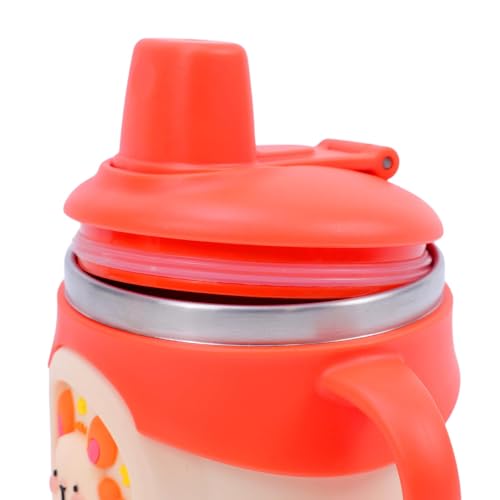 Image of Stainless Steel Insulated Baby Sipper Bottle with Handle - 260 ml | Anti Spill Sippy Cup for Toddlers & Kids | BPA Free Water Bottle (Orange)