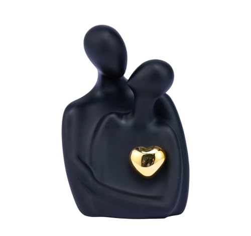 Estatua pareja abrazándose 4.29 pulg. resina negro