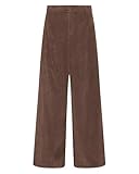 LookbookStore Women's Wide Leg Pants Womens Corduroy Pants High Waisted Brown Trousers for Women Brown Size X-Large Size 16 18