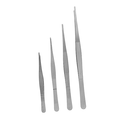 Gogogmee Stainless Steel Tweezers 4pcs Set Serrated Tip Non-slip Handle Lash Extension Manicure Art