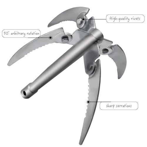 TianLin Mini Anker für Boot, SUP und Schlauchboot – 9,5m Ankerseil, 0,4kg Leichtgewicht, Klappanker mit Verstärkten Ankerhaken