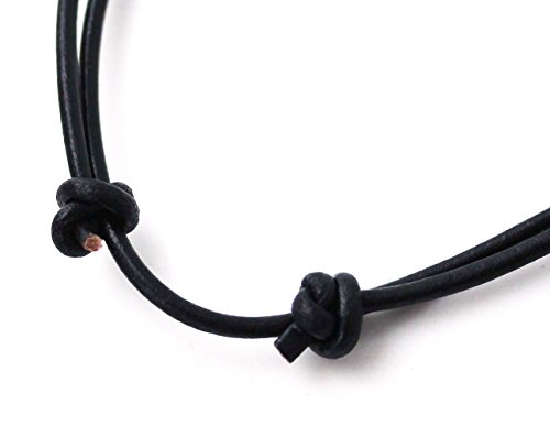 LynnAround Sturdy Beach Choker Surf Necklace Adjustable Genuine 2mm, 3mm Round Brown/Black Leather Cord 16-32"2