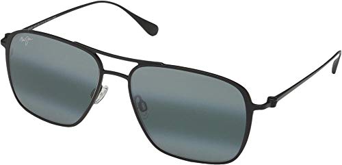 Maui Jim Mens and Womens Beaches Polarized Aviator Sunglasses Black Matte/Neutral Grey Medium