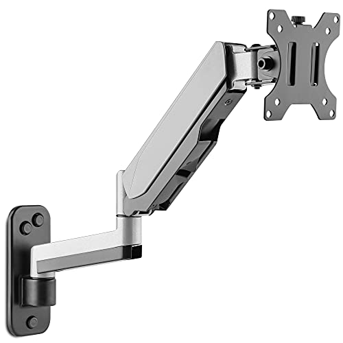 Image of AVLT Single 17.6 Lbs Monitor Wall Mount - Mounts Ultrawide Monitor On Extra Long Full Motion Adjustable Arm - Organize Your Work Surface With Ergonomic Viewing Angle Vesa Mount | Supports flat /curved /ultrawide screens up to 19.8 lbs. Smooth gas spring control, VESA 75x75 /100x100 and clean cable routing