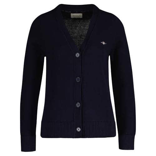 Gant Damen Classic Cotton Cardigan Strickjacke, Evening Blue, M