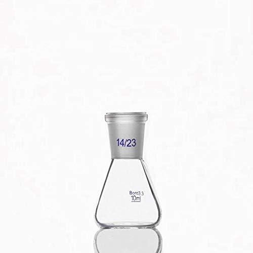 MaGiLL 6pcs- 10ml Erlenmeyer Flask with Standard Ground Mouth, Joint 14/23, Borosilicate 3.3 Glass, Laboratory Chemistry Lab Erlenmeyer Flask (Capacity : 10ml)