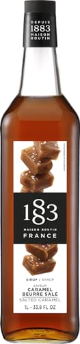 Image of 1883 Salted Caramel Syrup for Coffee & Cocktails - Premium French Flavoring Syrup for Lattes, Mocktails & Desserts - 1L Glass Bottle